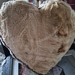 NEW MINKY Heart-Shaped Faux Fur Accent Pillow